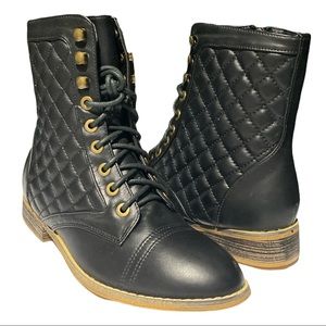 Catherine Malandrino Serena Lace-Up Quilted Boot Vegan Leather